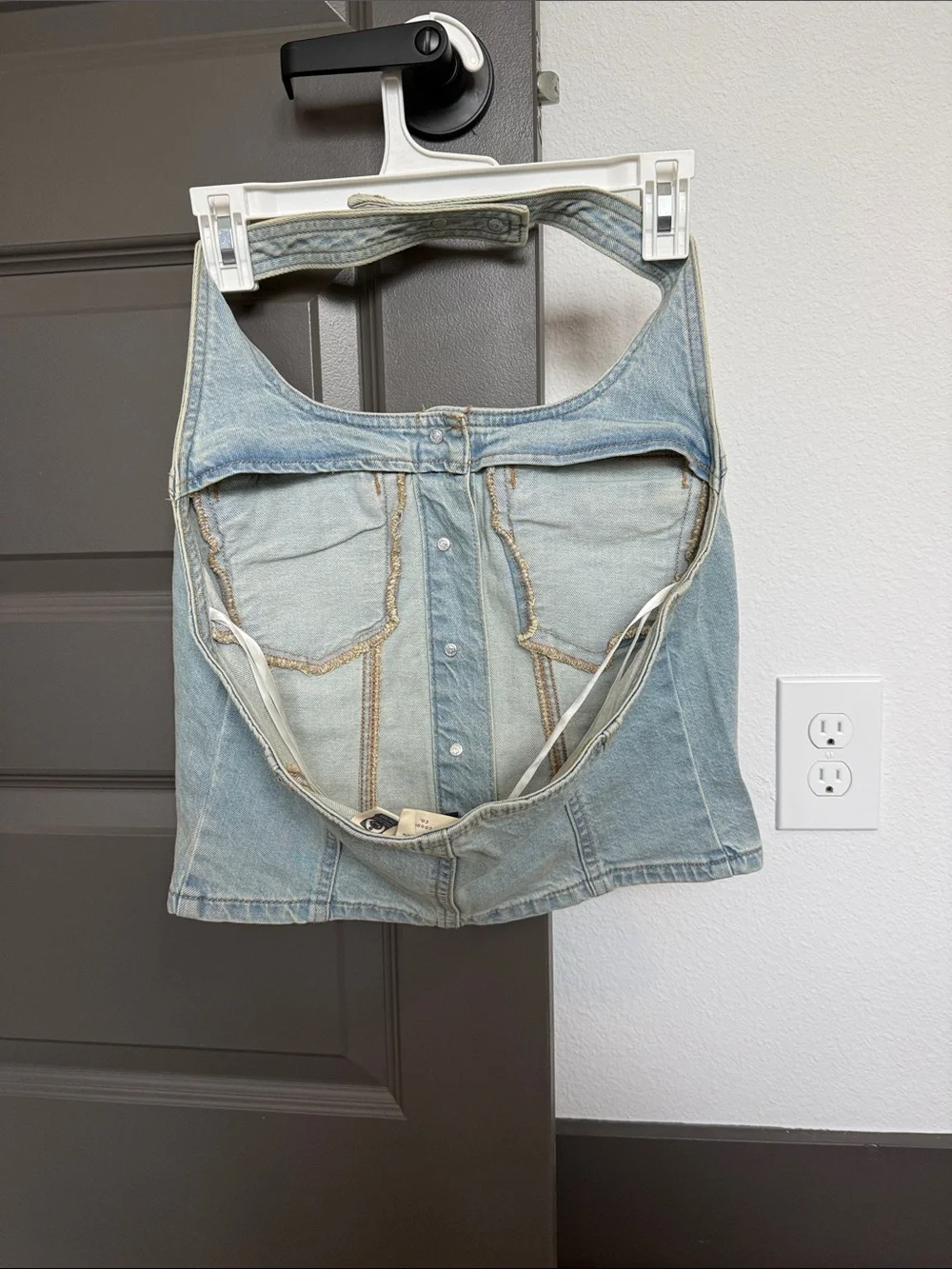 Universal Thread Light Wash Denim Halter Jean Top - Picture 2 of 2